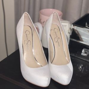 Jessica Simpson white heels